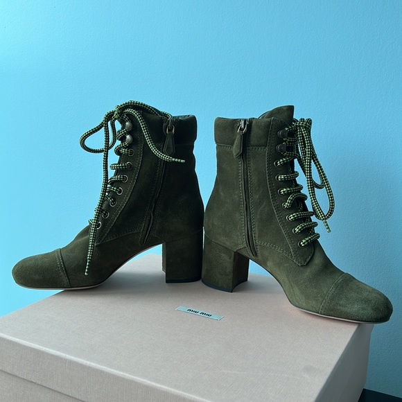 Miu miu hiker boots, green suede, size 36, brand new - Picture 3 of 9